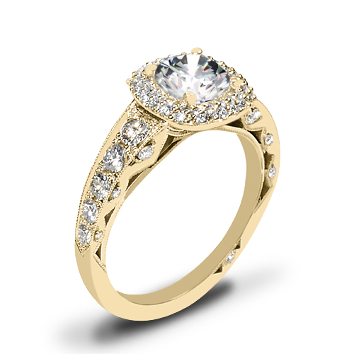 Tacori HT2516CU Blooming Beauties Cushion Double Bloom Diamond Engagement Ring