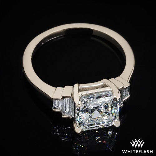 Platinum Custom 5 Stone Asscher & Baguette Ring