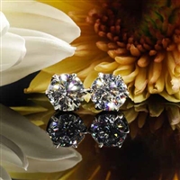6 Prong Crown Diamond Earrings