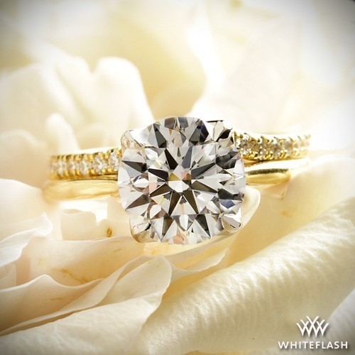 18k Yellow Gold Semi Custom Valoria Tulip Solitaire Engagement Ring Custom Diamond Countour Wedding Ring