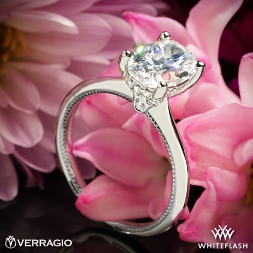 14k White Gold Verragio SOL-304OV Solitaire Engagement Ring for Oval
