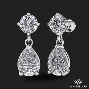 Round And Pear Tandem Diamond Earrings