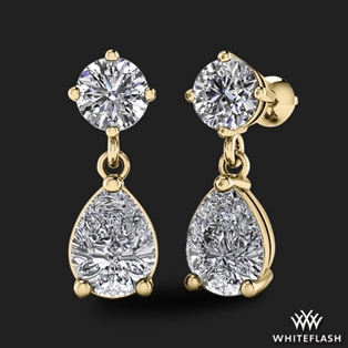 Round And Pear Tandem Diamond Earrings