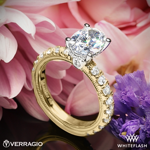 14k White Gold Verragio TRD250DBOV Diamond Engagement Ring for Oval