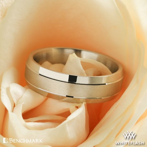Platinum Benchmark Carved Satin Wedding Ring