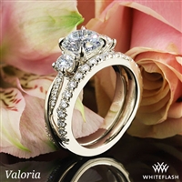 Valoria Flora Twist Three Stone Diamond Engagement Ring with Custom Diamond Wedding Ring