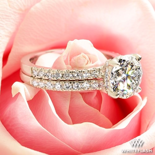 Platinum Custom French Pave Diamond Wedding Set