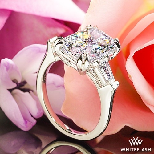 Platinum Custom Three Stone Diamond Engagement Ring