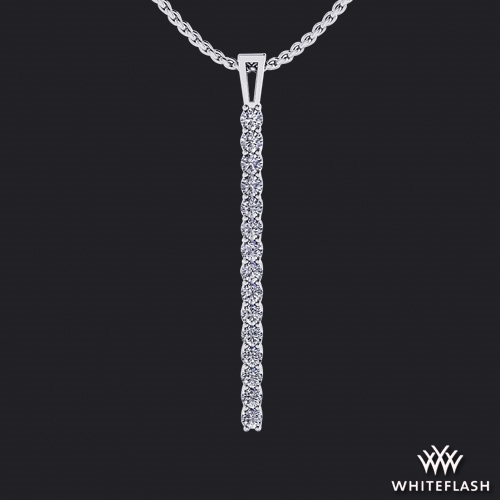 14k White Gold Drop Bar Diamond Pendant