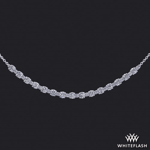 14k White Gold Alternating Diamond Necklace 1.41ctw