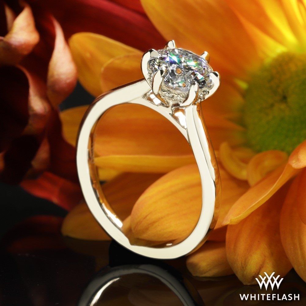 Platinum Custom Hidden Halo Diamond Engagement Ring