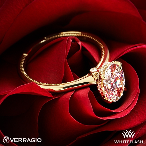 18k Yellow Gold Verragio SOL-304OV Solitaire Engagement Ring for Oval