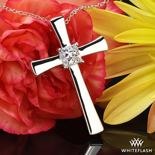  Custom Square Solitaire Cross Pendant