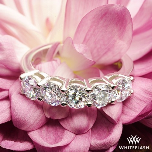 Platinum Five Stone Open-Basket Diamond Right Hand Ring - Setting Only