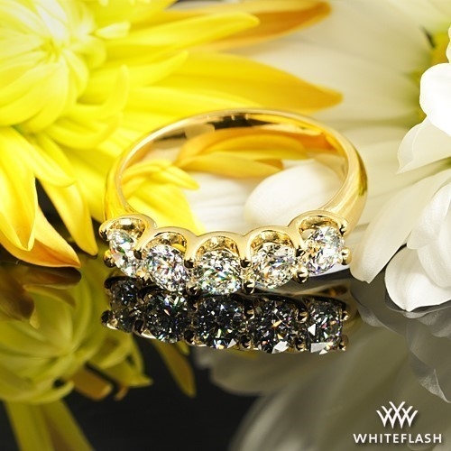 18k Yellow Gold Skye Five Stone U-Prong Diamond Right Hand Ring