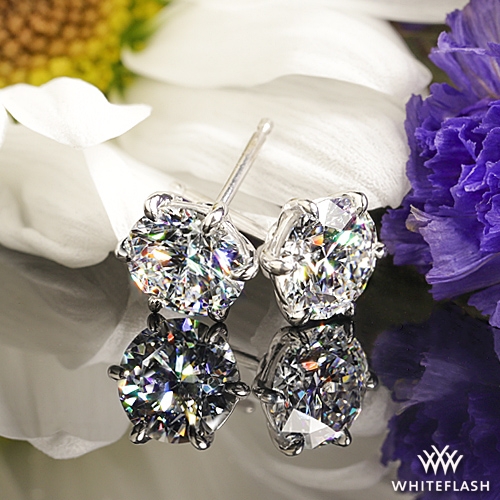 14k White Gold 6 Prong Martini Diamond Earrings