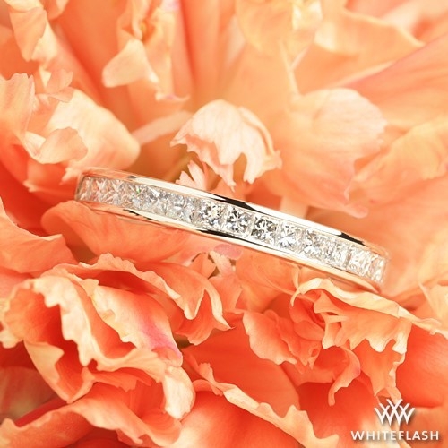 Platinum Honey Princess Channel-Set Diamond Wedding Ring