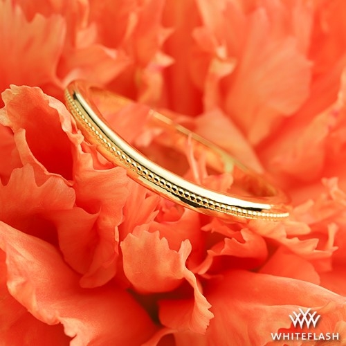 18k Yellow Gold Semi Custom Matching Contour Band with Milgrain