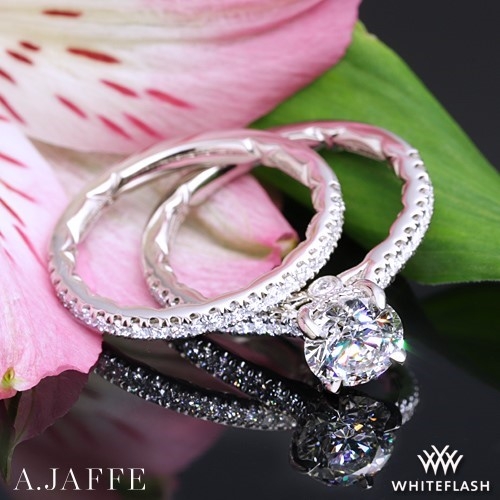 Platinum A. Jaffe ME2029Q Classics Diamond Wedding Set