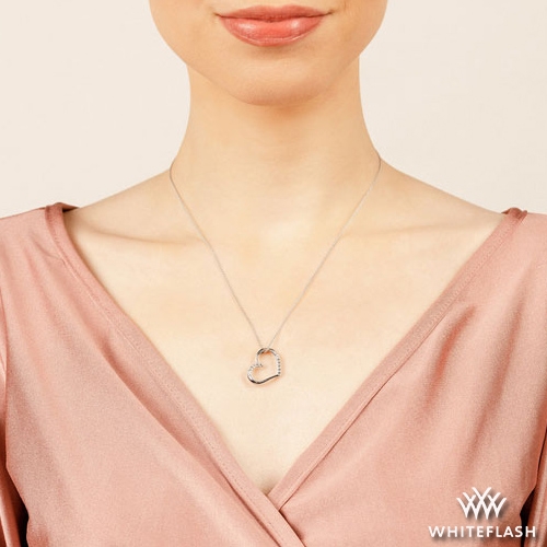 14k White Gold Diamond Detail Heart Pendant