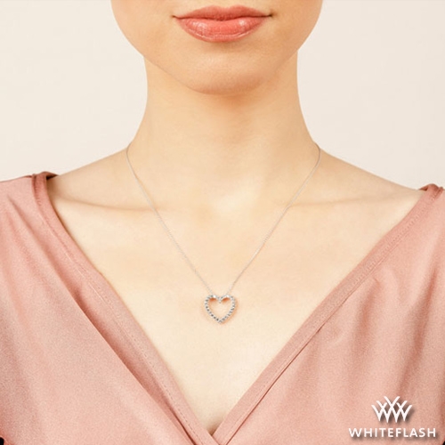 14k White Gold Perfect Diamond Heart Pendant