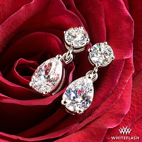 Platinum Round And Pear Tandem Lab Created Diamond Earrings 1.60ctw