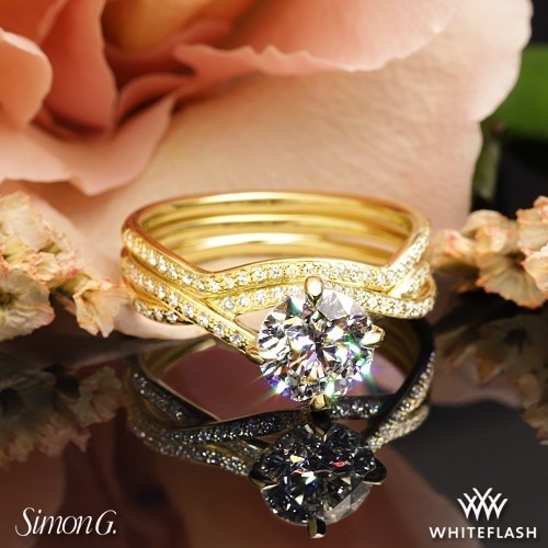 18k Yellow Gold Simon G. MR1394 Fabled Diamond Wedding Set
