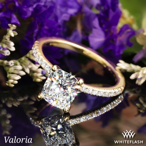 14k Yellow Gold Valoria Petite Pave Diamond Engagement Ring