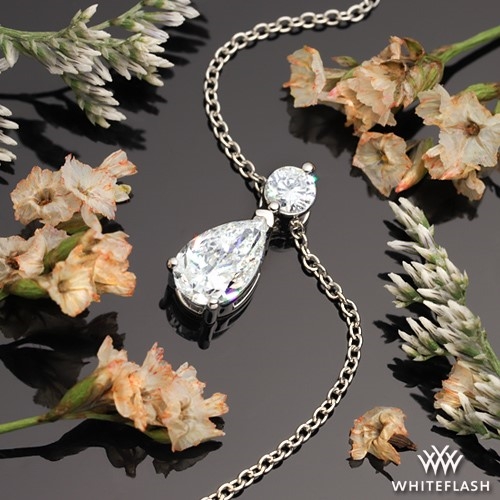 Platinum Round And Pear Tandem Diamond Pendant
