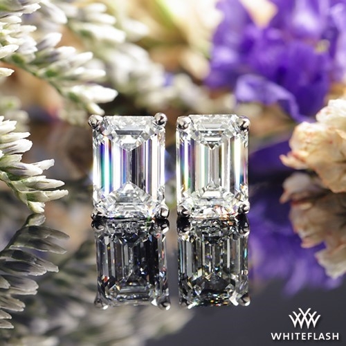 Semi Custom Emerald Cut Diamond Stud Earrings