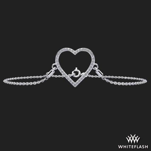 14k White Gold Perfect Heart Diamond Bracelet