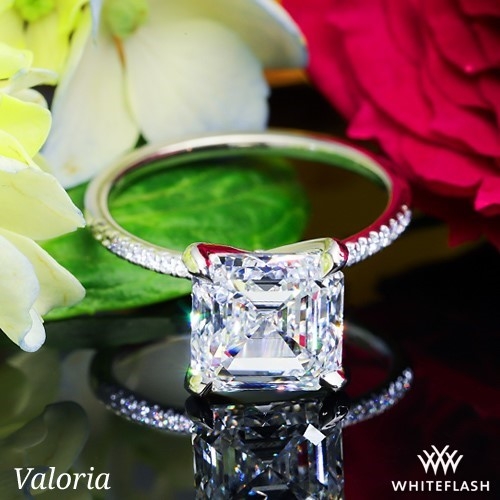 14k White Gold Valoria Micropave Diamond Engagement Ring