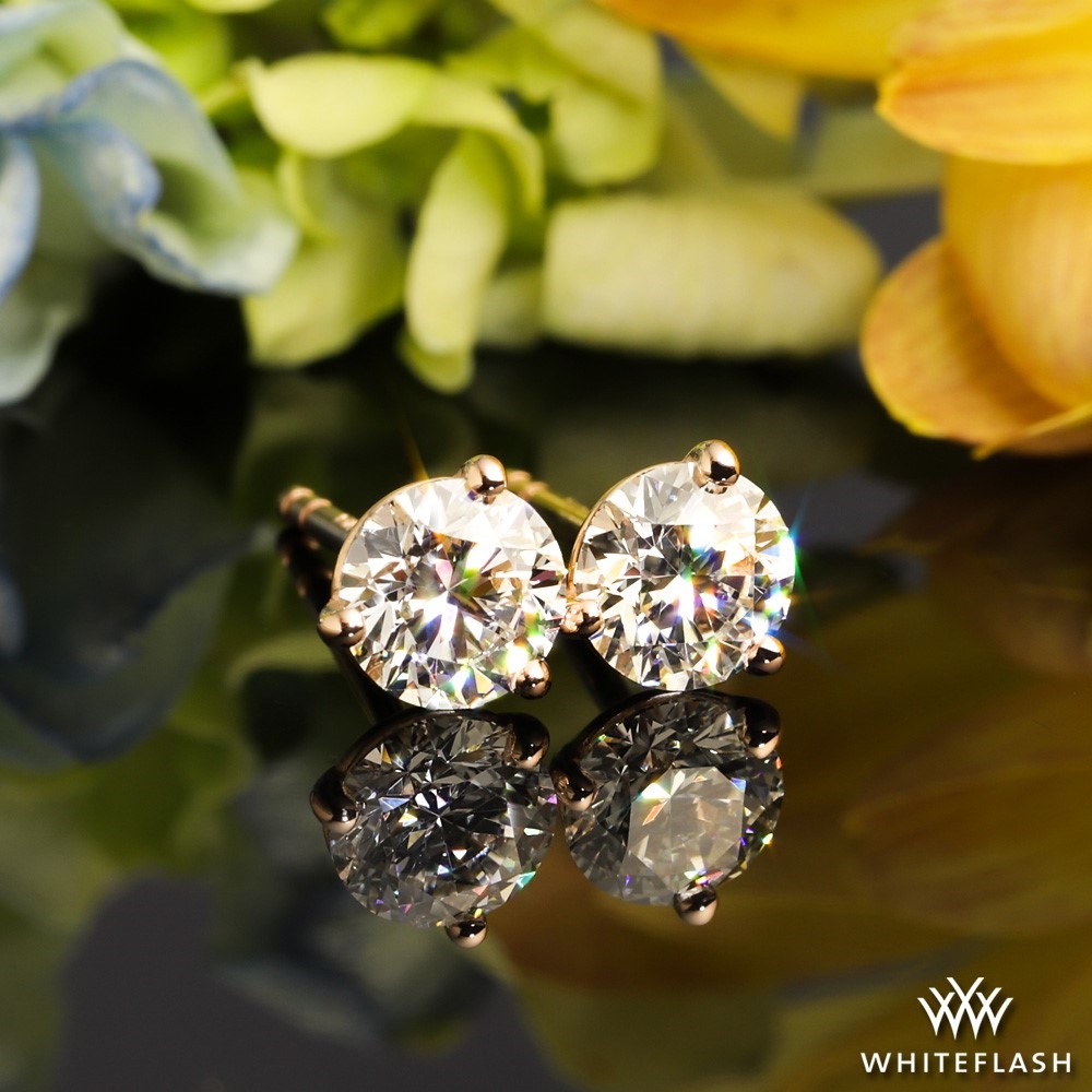 3 Prong Martini Diamond Earrings