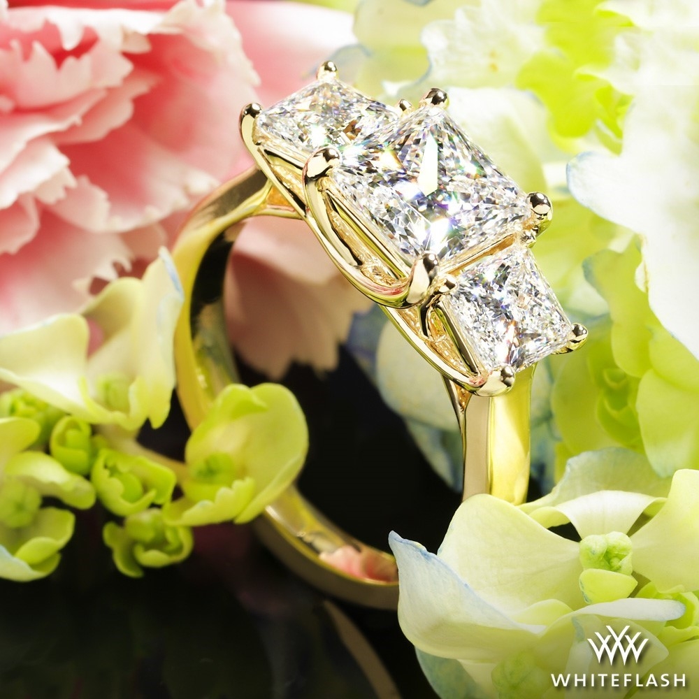 Custom Trellis 3 Stone Ring
