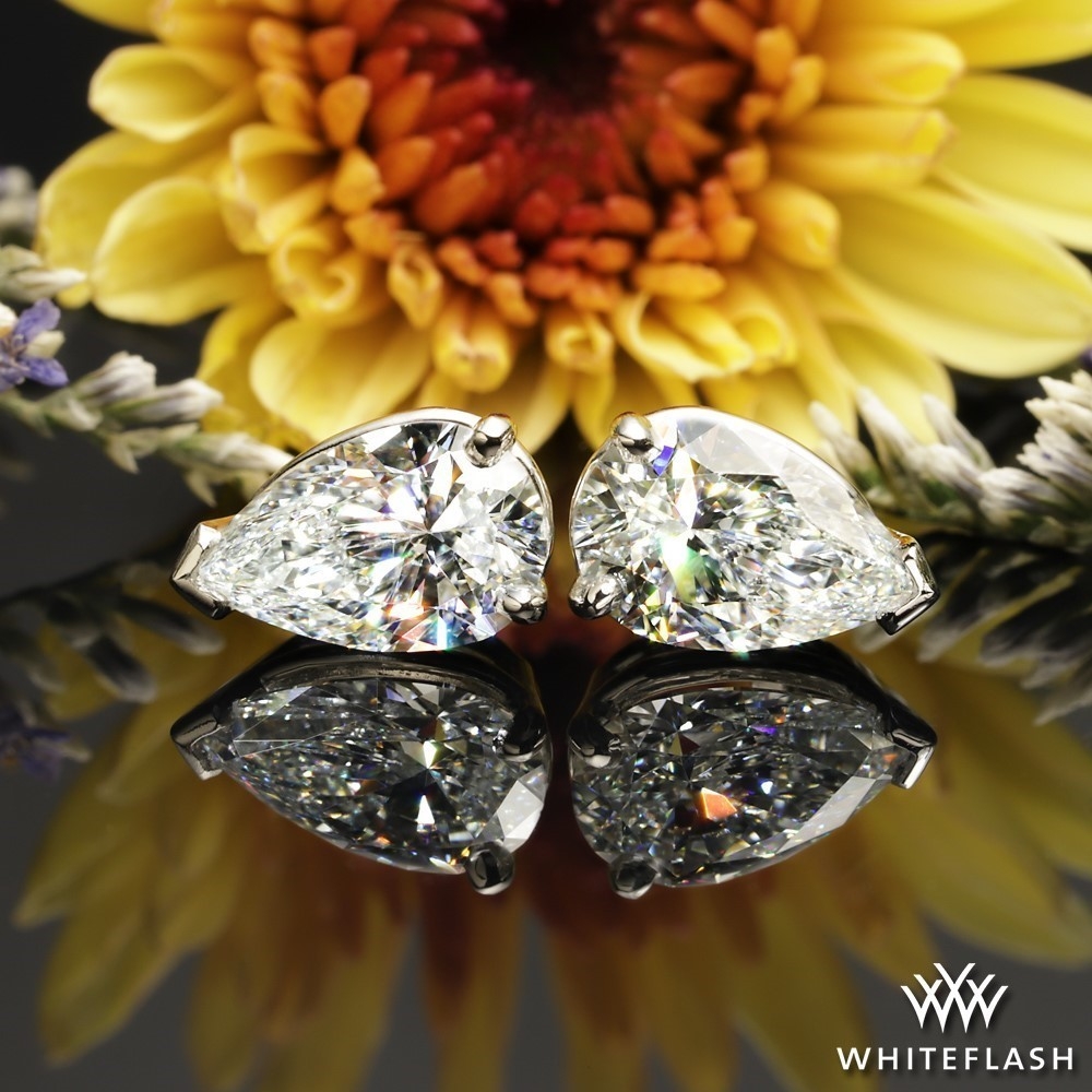 Semi Custom 3 Prong Pear Shape Diamond Earrings