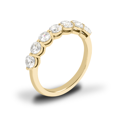 Single Shared Prong 7 Stone Diamond Ring