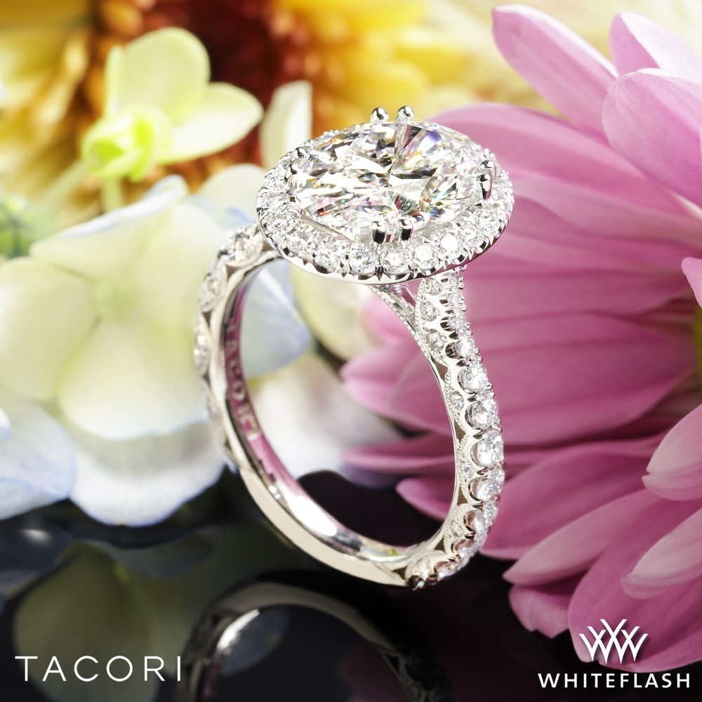 Tacori Oval Bloom RoyalT Cathedral Pave Diamond Engagement Ring