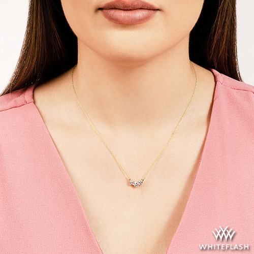 14k Yellow Gold Three Stone Diamond Pendant