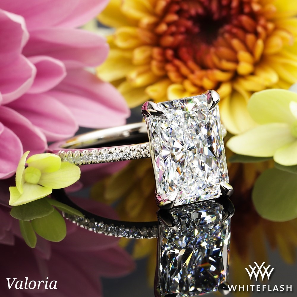 14k White Gold Valoria Micropave Diamond Engagement Ring