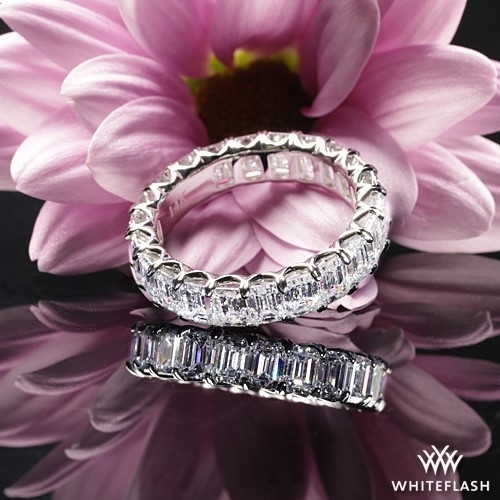 14k White Gold Semi Custom Emerald Cut Diamond Eternity Band