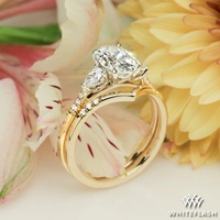 Custom Diamond Engagement Ring with Pear Side Stones