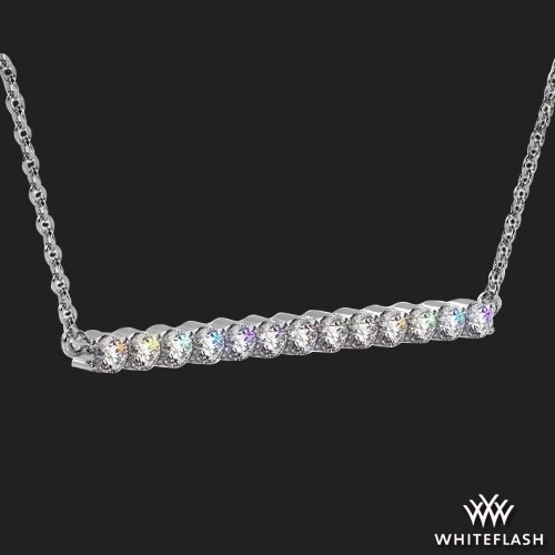 14k White Gold Modern Straight Line Diamond Bar Pendant