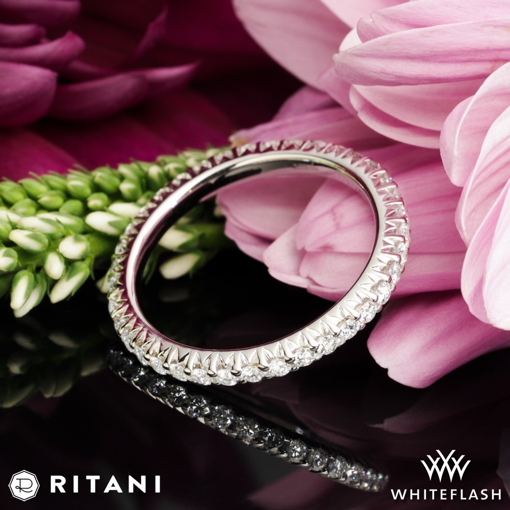 18k White Gold Ritani S35-8 Stack Full Eternity Diamond Right Hand Ring
