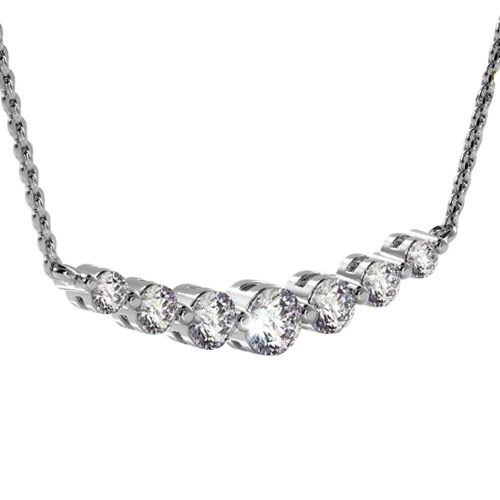 Seven Stone Graduated Diamond Curved Bar Pendant