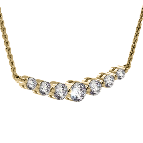 Seven Stone Graduated Diamond Curved Bar Pendant
