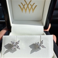 Flower Marquise Diamond Stud Earrings