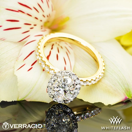 14k Yellow Gold with White Gold Head Verragio Tradition TR180HOV Diamond Oval Halo Engagement Ring