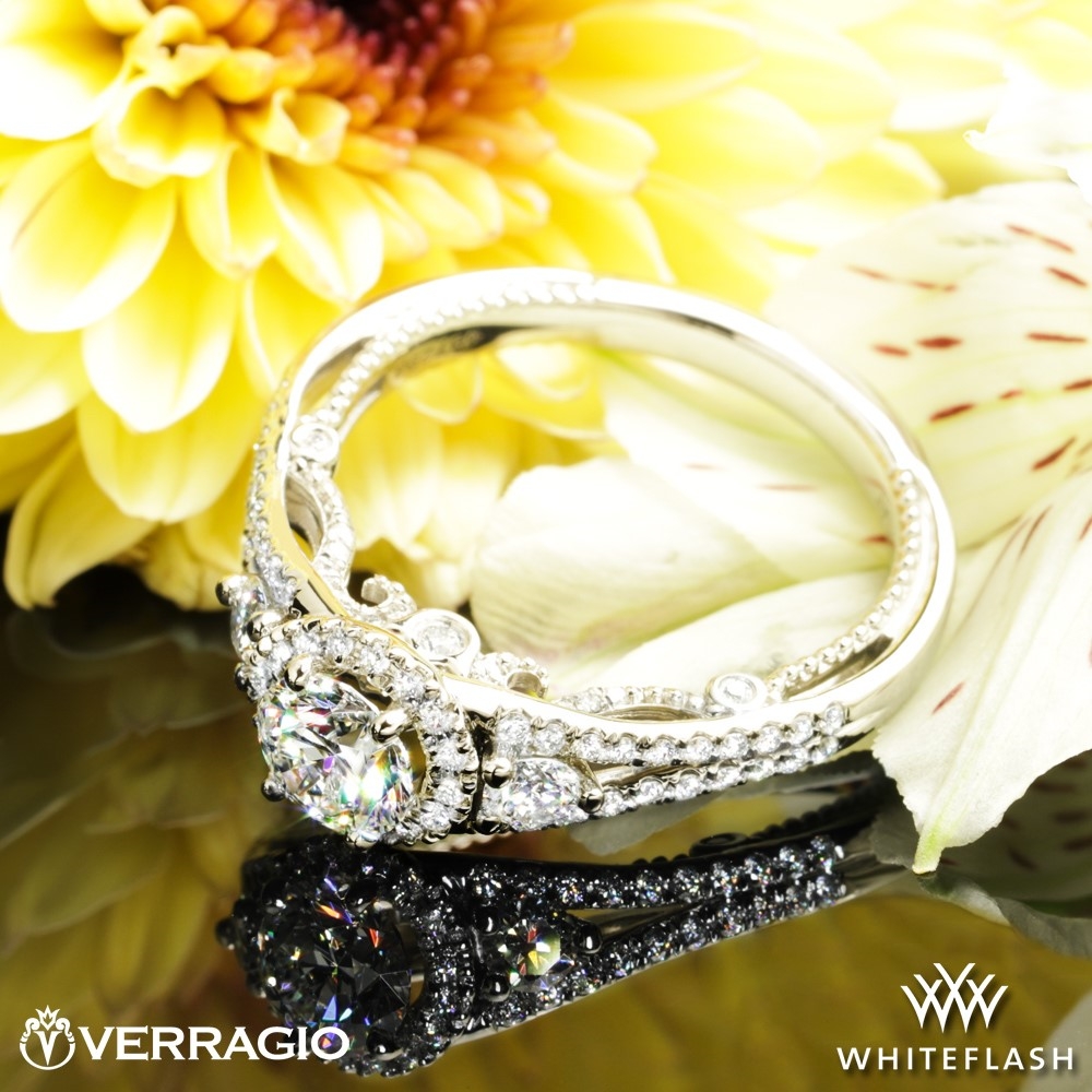 Platinum Verragio INS-7068R Domed Bead-Set Diamond Engagement Ring