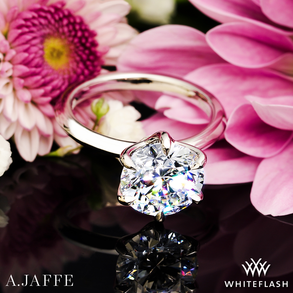 Platinum A. Jaffe ME1689 Classics Solitaire Engagement Ring For 3ct Center Diamond