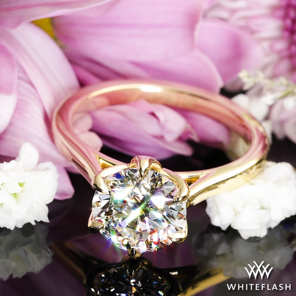 Custom 6 Prong Tulip Cathedral Solitaire Engagement Ring
